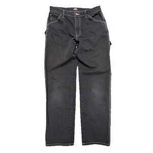 Dickies Carpenter Pants Womens Size 5/27 (30x29.5) Black White Stitching